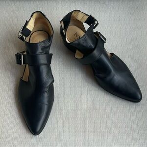 Ivylee Copenhagen Strappy Black Leather Booties, size 9.5 (EU 40)
